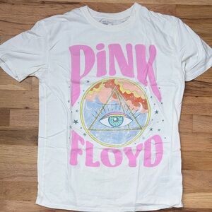 Pink Floyd White Tee with Pink, Blue and Gold Graphic